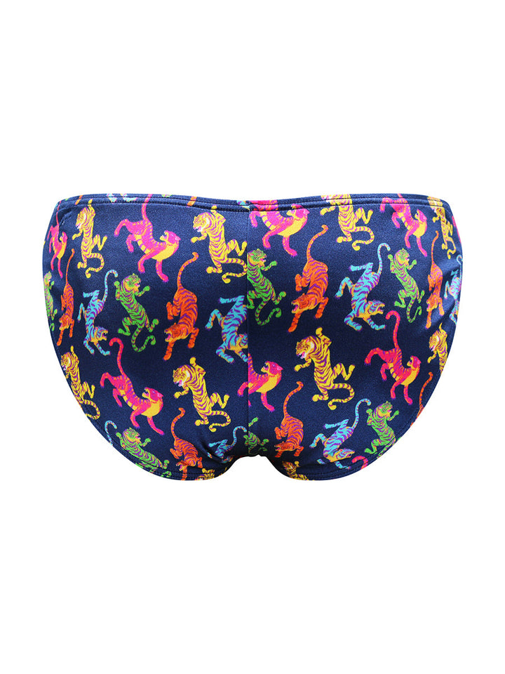 Body Aware Luxe Satin Logo Strap Brief in tiger print – men's satin brief with logo strap