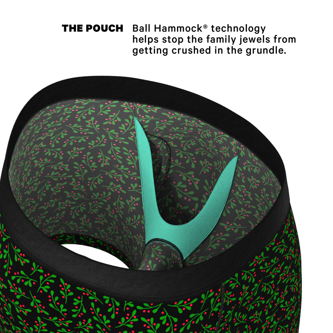 Mistletoe Boxer Briefs with Fly | The Kiss Me There Ball Hammock® Pouch