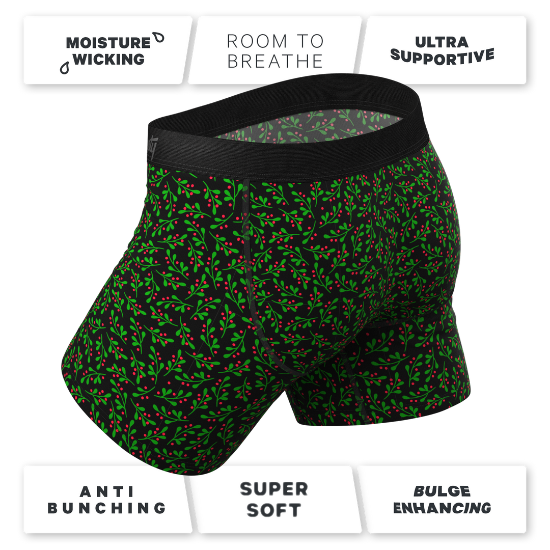 Mistletoe Boxer Briefs with Fly | The Kiss Me There Ball Hammock® Pouch