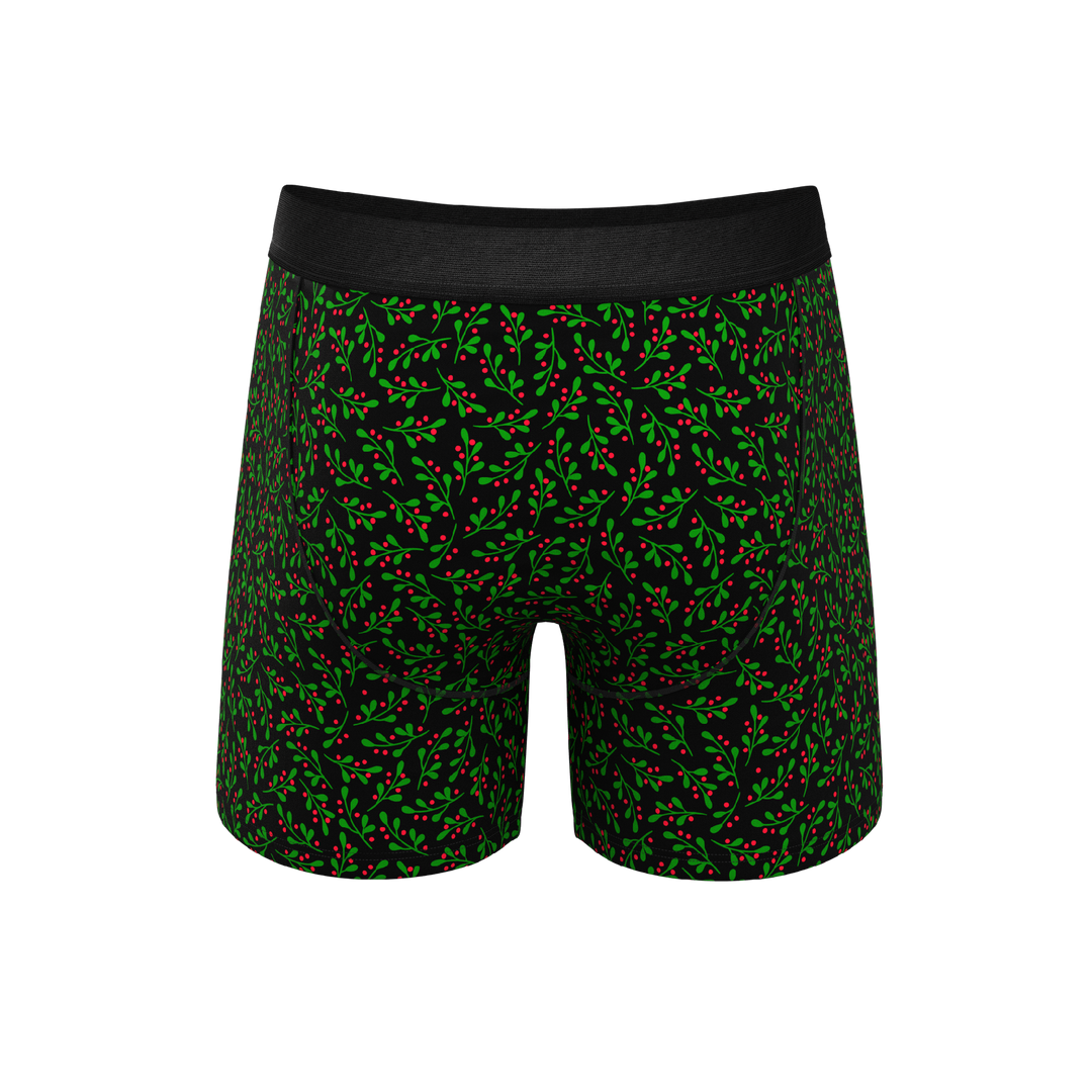 Mistletoe Boxer Briefs with Fly | The Kiss Me There Ball Hammock® Pouch