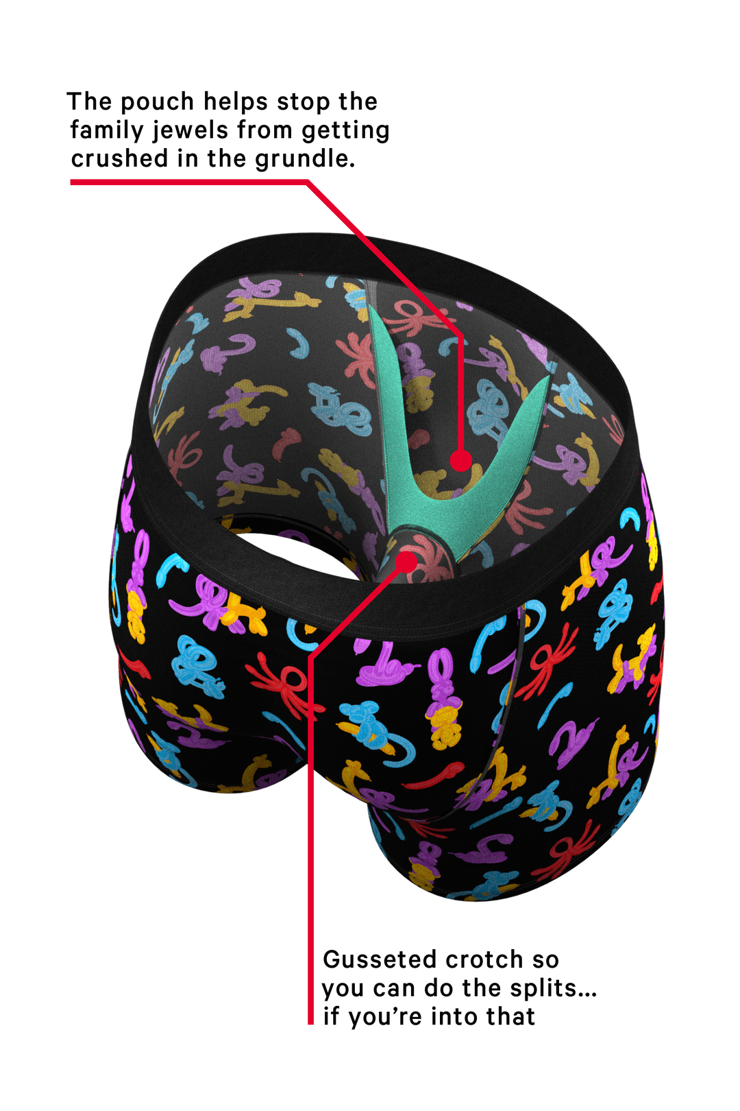 The Knot Tonights: Funny Balloon Animal Print Boxer Briefs with Ball Hammock® Pouch