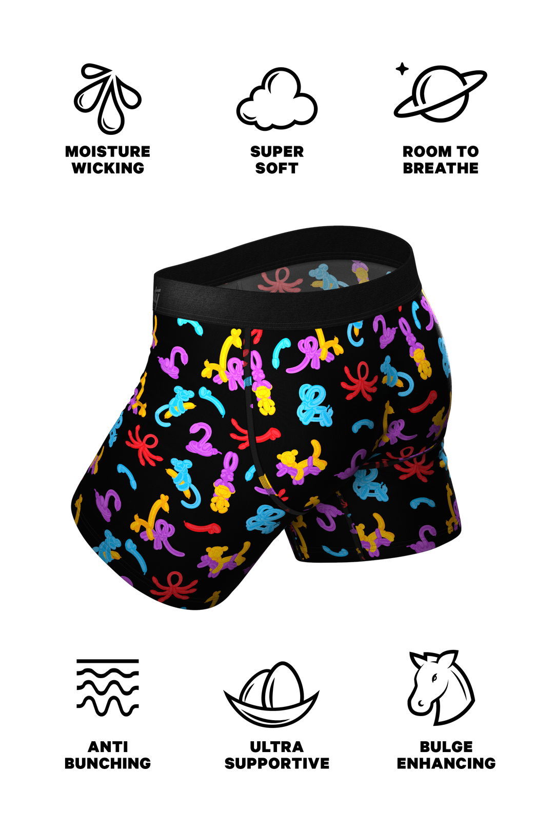 The Knot Tonights: Funny Balloon Animal Print Boxer Briefs with Ball Hammock® Pouch