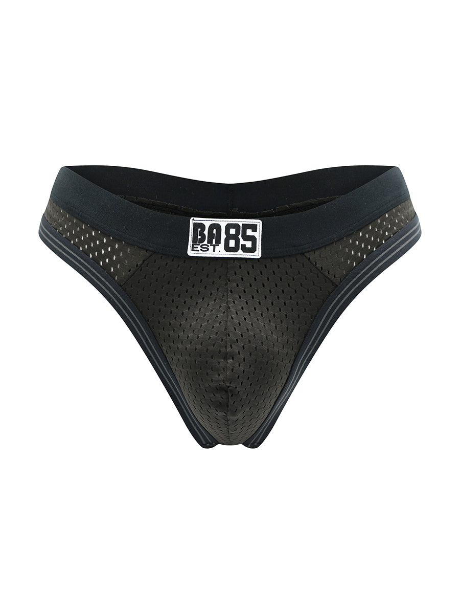 Body Aware Varsity 85 Sport Thong in black – men's athletic mesh underwear thong