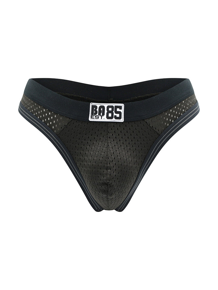 Body Aware Varsity 85 Sport Thong in black – men's athletic mesh underwear thong