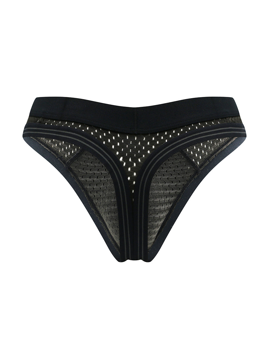Body Aware Varsity 85 Sport Thong in black – men's athletic mesh underwear thong