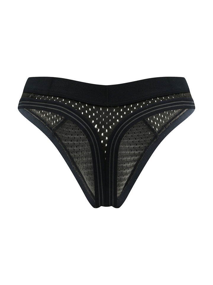 Body Aware Varsity 85 Sport Thong in black – men's athletic mesh underwear thong
