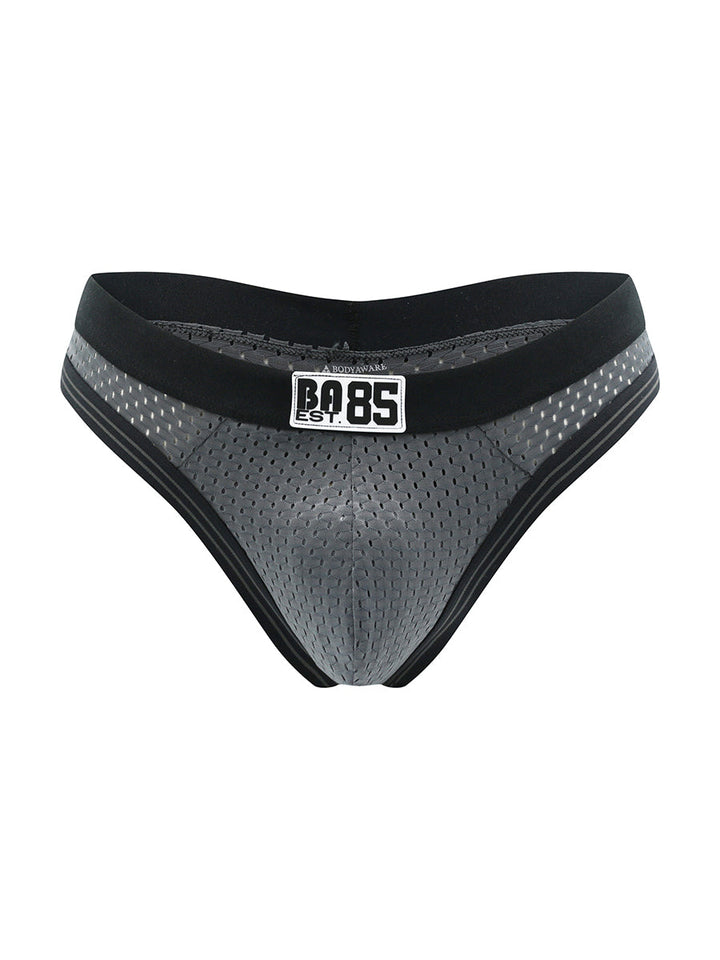 Body Aware Varsity 85 Sport Thong in grey – men's athletic mesh underwear thong