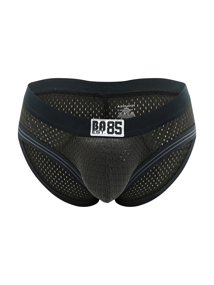 Body Aware Varsity 85 Sport Brief in black – men's athletic mesh underwear brief