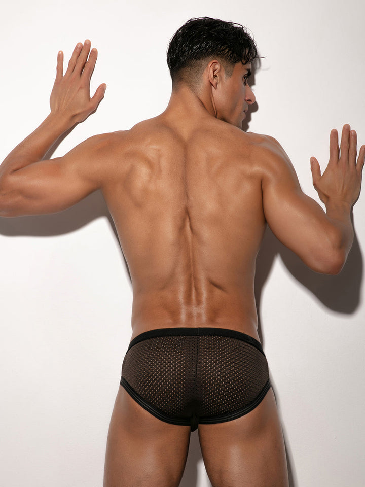 Body Aware Varsity 85 Sport Brief in black – men's athletic mesh underwear brief