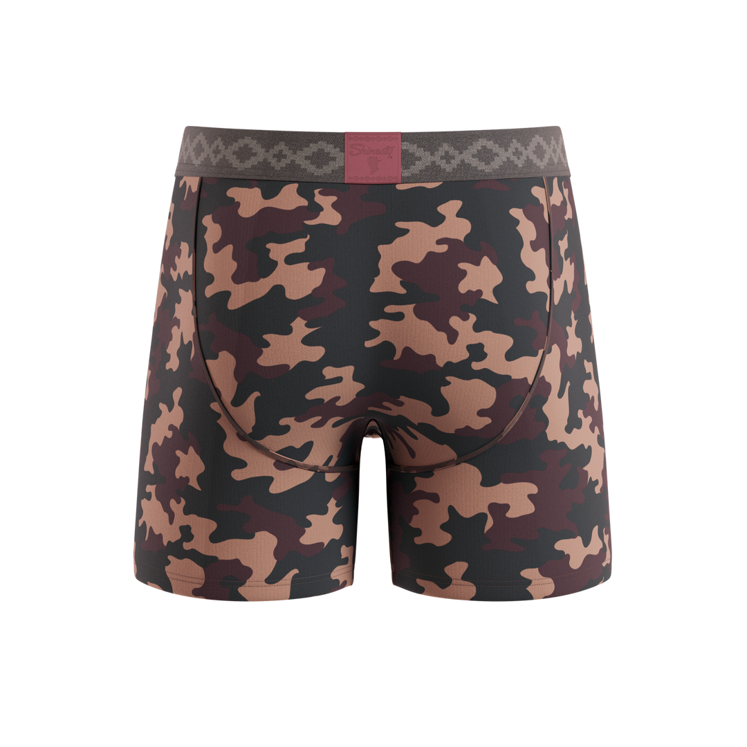 Shinesty x La Matera The Camo Corbina camouflage Ball Hammock underwear with fly – men's camo boxer brief