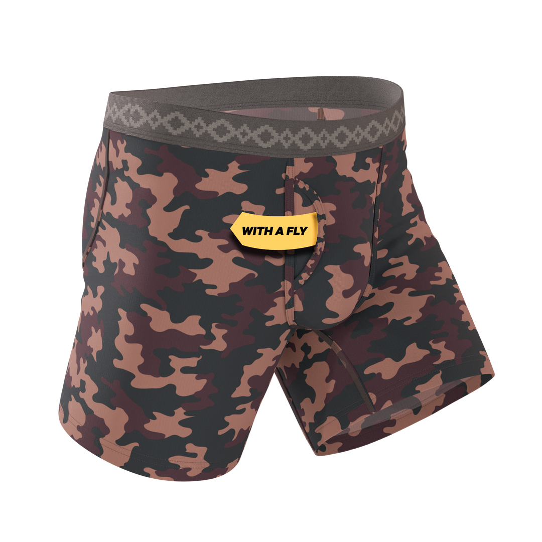 Shinesty x La Matera The Camo Corbina camouflage Ball Hammock underwear with fly – men's camo boxer brief