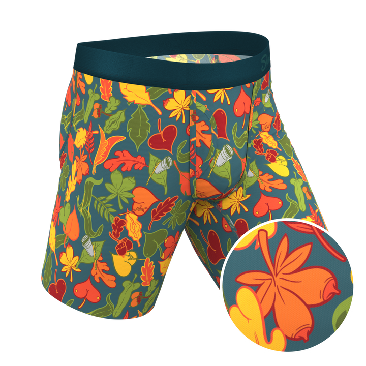 Shinesty "The Leaf Peeps" Naughty Leaves Long Leg Ball Hammock® Pouch Underwear with Fly