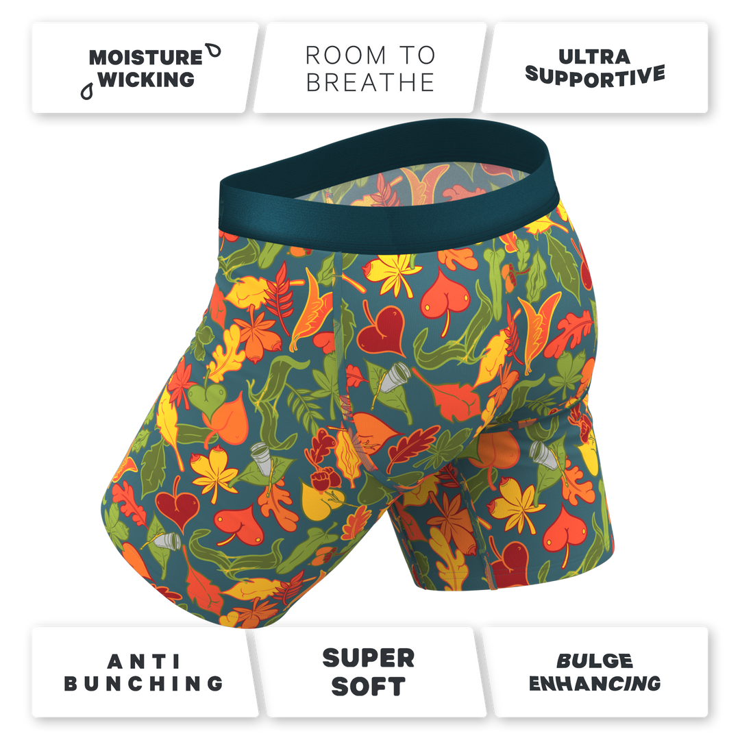 Shinesty "The Leaf Peeps" Naughty Leaves Long Leg Ball Hammock® Pouch Underwear with Fly