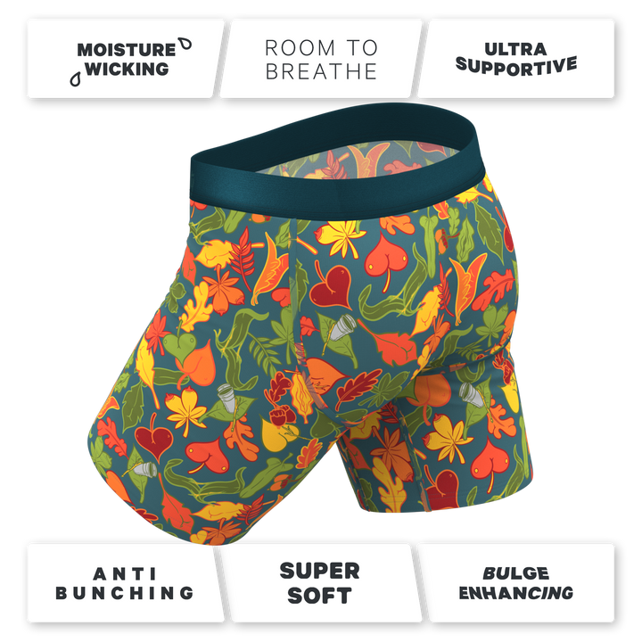 Shinesty "The Leaf Peeps" Naughty Leaves Long Leg Ball Hammock® Pouch Underwear with Fly