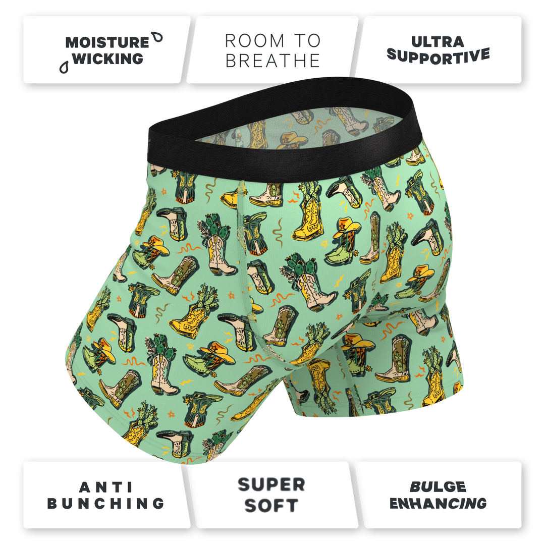 The Line Dance: Cowboy Boots Ball Hammock® Pouch Underwear with Fly