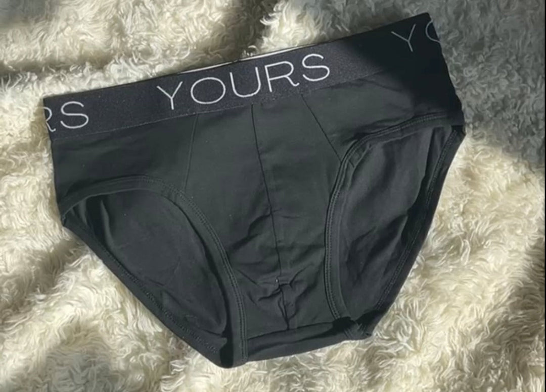 YOURS Logo Brief in raven – men's classic form-fitting cotton brief with logo waistband