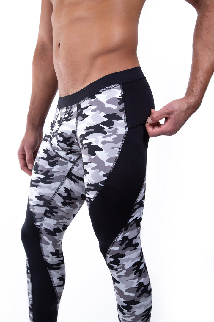 Matador Meggings "Gray Camo" Men’s Performance Compression Tights – Urban Tactical Athletic Leggings for Gym, Running & Yoga