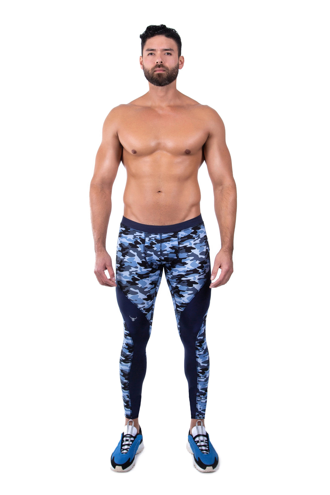 Matador Meggings "Blue Camo" Men’s Performance Compression Tights – High-Stretch Tactical Leggings for Gym, Training & Outdoors