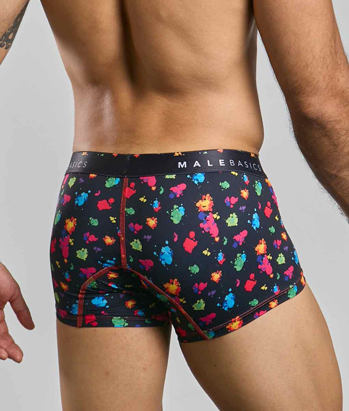 Malebasics Men's Black Splash Hipster Trunks – Breathable Paint Spatter Underwear