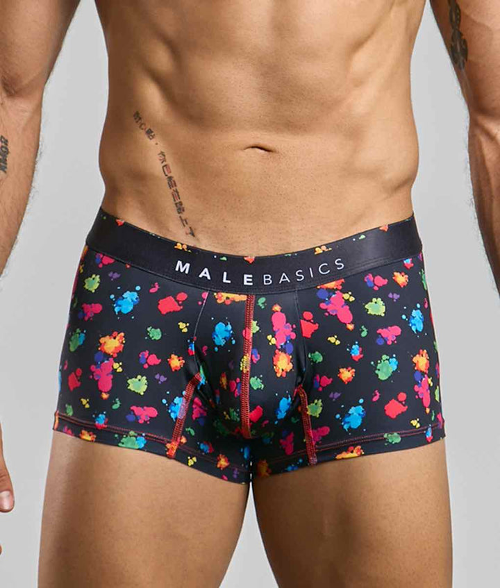Malebasics Men's Black Splash Hipster Trunks – Breathable Paint Spatter Underwear