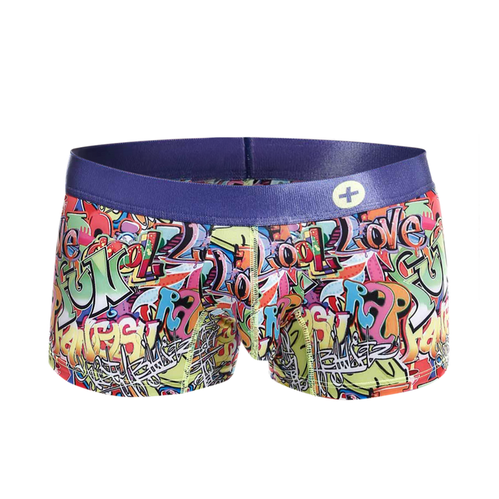 MaleBasics Men's Hipster Trunk Comics – Colorful Doodle Print Low-Rise Trunks