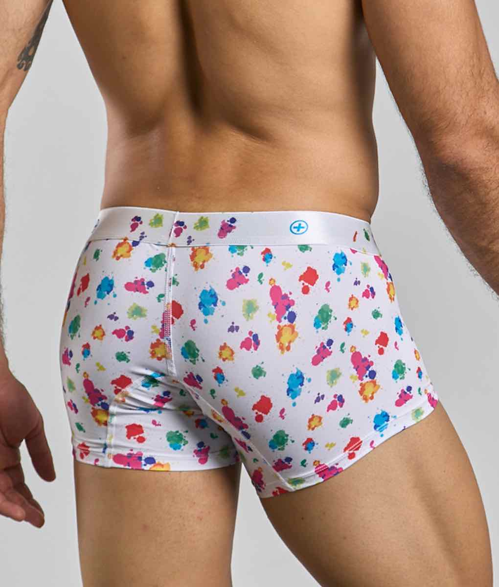 Malebasics White Splash Hipster Trunks – Breathable Paint Spatter Men's Underwear