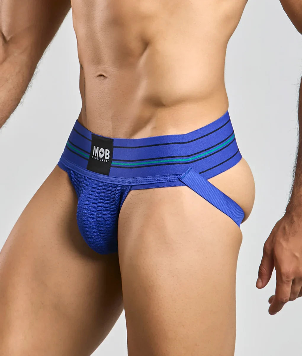 MOB Erotic Wear Men's 3" Wide Classic Jockstrap | White, Black, Red & Blue