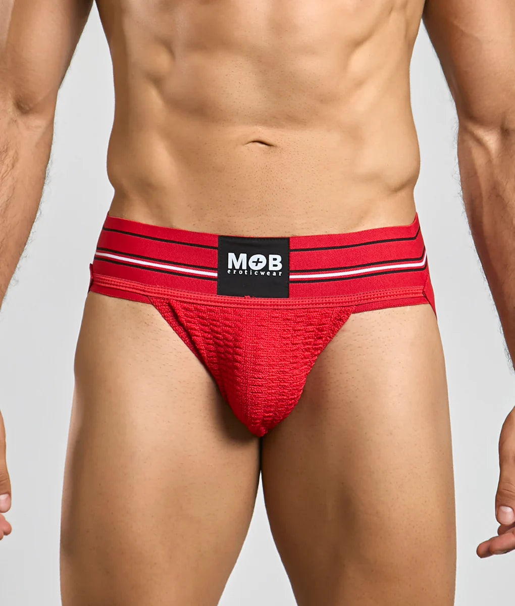 MOB Erotic Wear Men's 3" Wide Classic Jockstrap | White, Black, Red & Blue