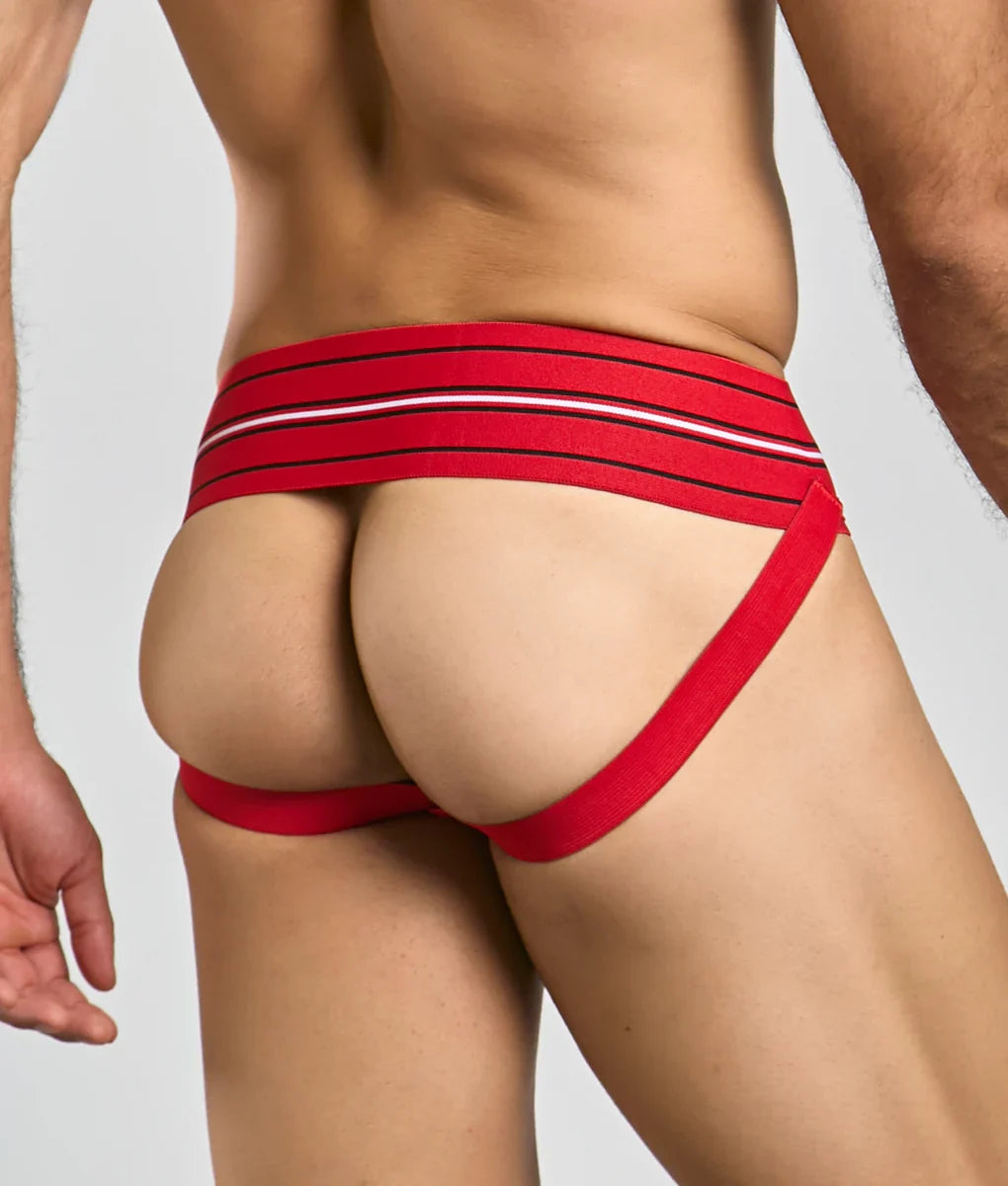 MOB Erotic Wear Men's 3" Wide Classic Jockstrap | White, Black, Red & Blue