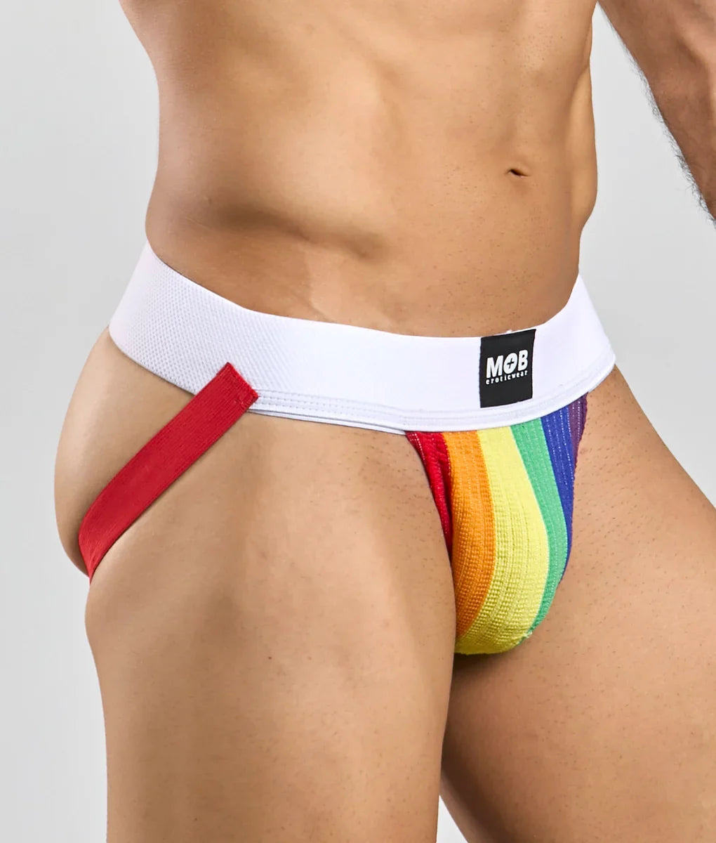 MALEBASICS Pride Flag Colors Jockstrap | Rainbow Ribbed Athletic Underwear