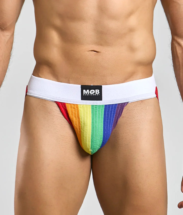 MALEBASICS Pride Flag Colors Jockstrap | Rainbow Ribbed Athletic Underwear
