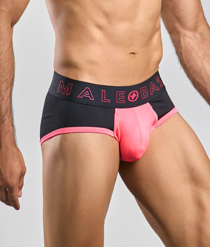 MaleBasics Neon Brief – Modern Contrast Pouch Brief with Moisture-Wicking Fabric
