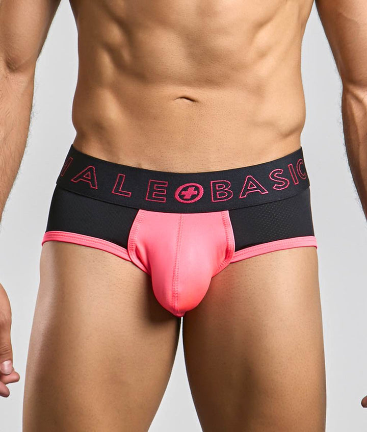 MaleBasics Neon Brief – Modern Contrast Pouch Brief with Moisture-Wicking Fabric
