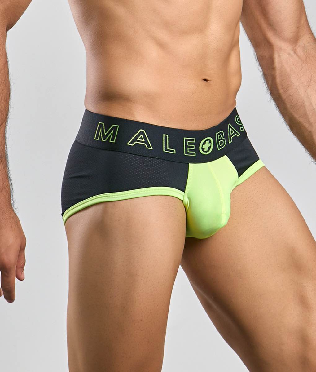 MaleBasics Neon Brief – Modern Contrast Pouch Brief with Moisture-Wicking Fabric