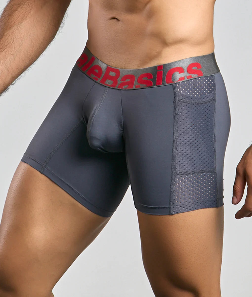 MaleBasics Men's Titanium Pocket Boxer Brief – Athletic Performance Underwear with Side Pocket & Isolated U-Pouch