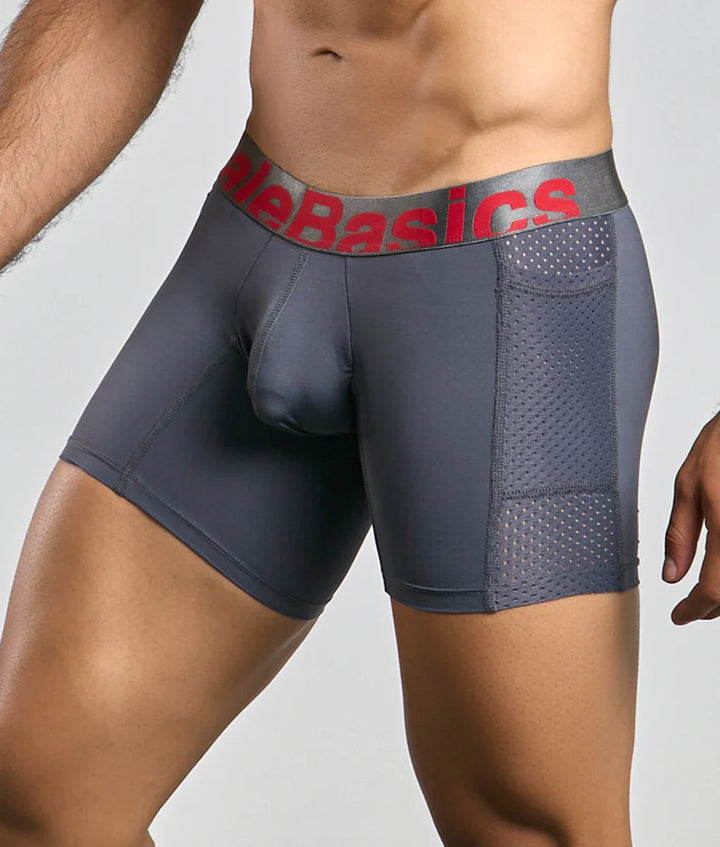 MaleBasics Men's Titanium Pocket Boxer Brief – Athletic Performance Underwear with Side Pocket & Isolated U-Pouch