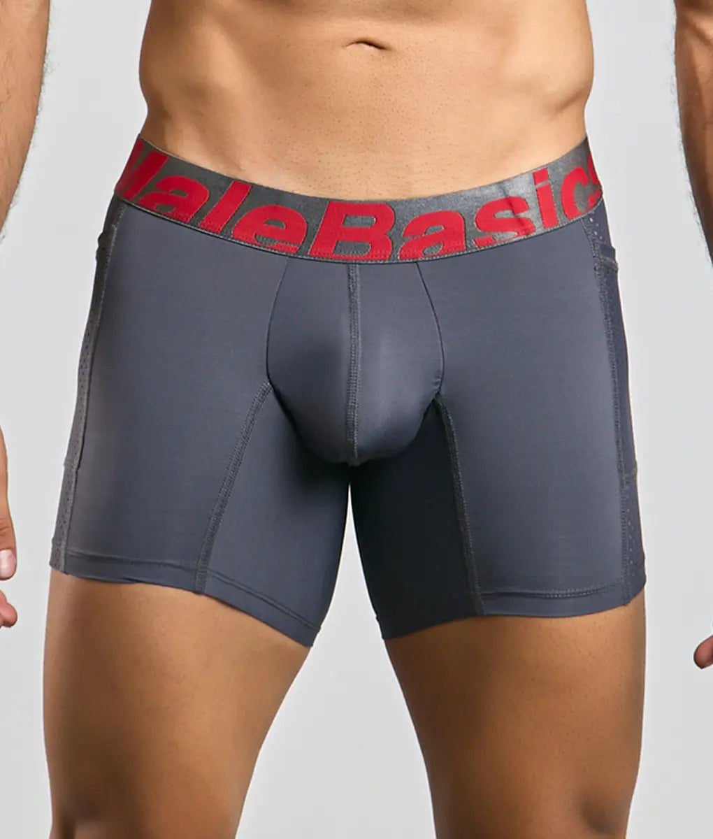MaleBasics Men's Titanium Pocket Boxer Brief – Athletic Performance Underwear with Side Pocket & Isolated U-Pouch