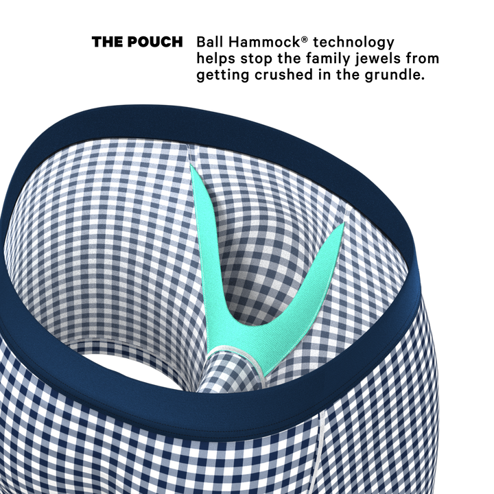 Shinesty "Mad For Plaid" Navy Gingham Ball Hammock® Pouch Underwear Boxer Briefs