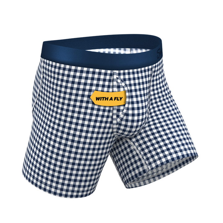 The Mad For Plaid | Navy Gingham Ball Hammock® Pouch Underwear With Fly