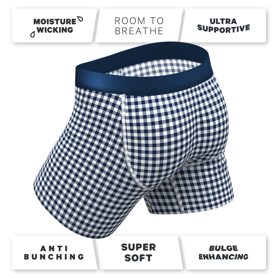 The Mad For Plaid | Navy Gingham Ball Hammock® Pouch Underwear With Fly
