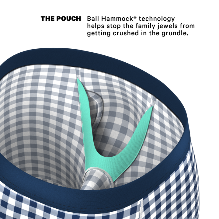 Shinesty "Mad For Plaid" Navy Gingham Long Leg Ball Hammock® Pouch Underwear