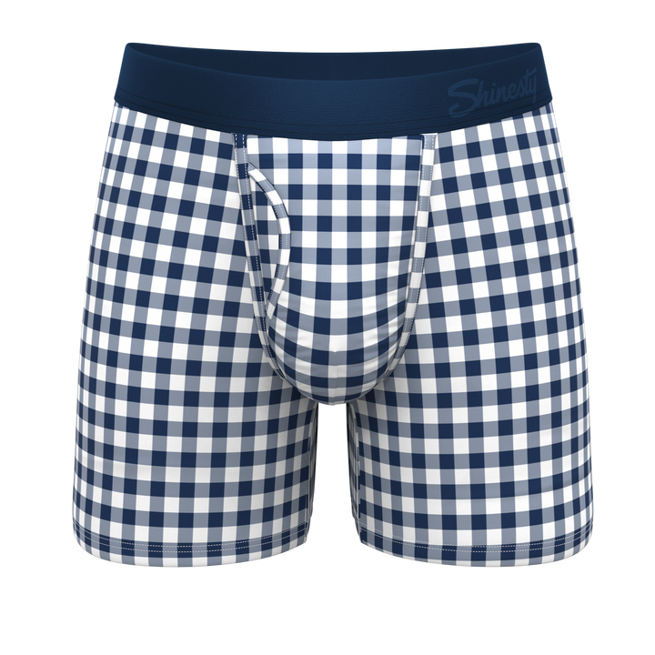 The Mad For Plaid | Navy Gingham Ball Hammock® Pouch Underwear With Fly