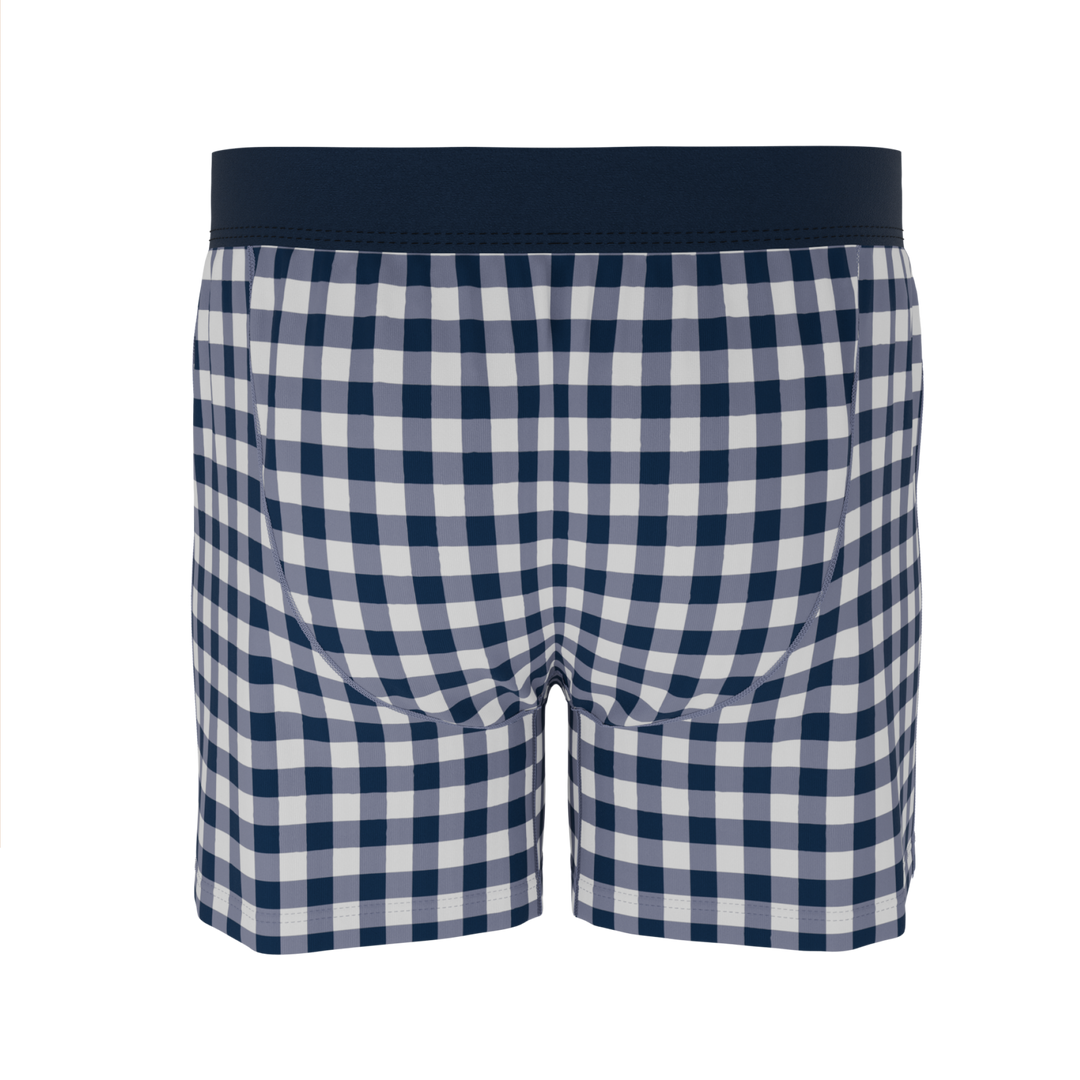 Shinesty "The Mad for Plaid" Navy Gingham Loose-Fit Boxers (Button Fly)