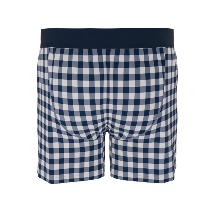 Shinesty "The Mad for Plaid" Navy Gingham Loose-Fit Boxers (Button Fly)