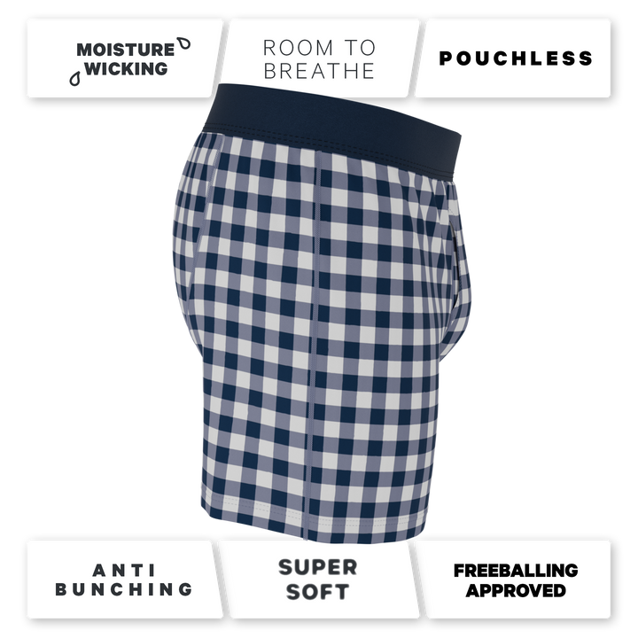 Shinesty "The Mad for Plaid" Navy Gingham Loose-Fit Boxers (Button Fly)