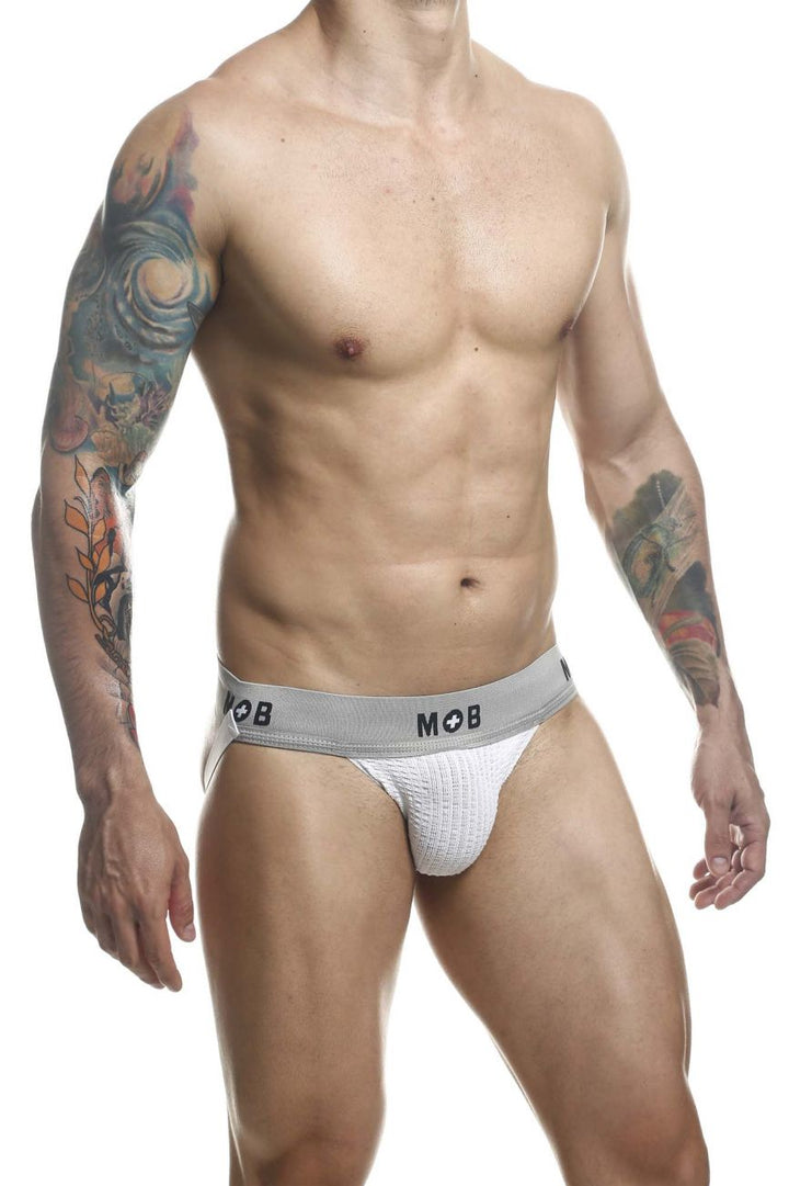 MaleBasics MOB Classic Fetish Jock 3 Inches Jockstrap in White – men's jockstraps