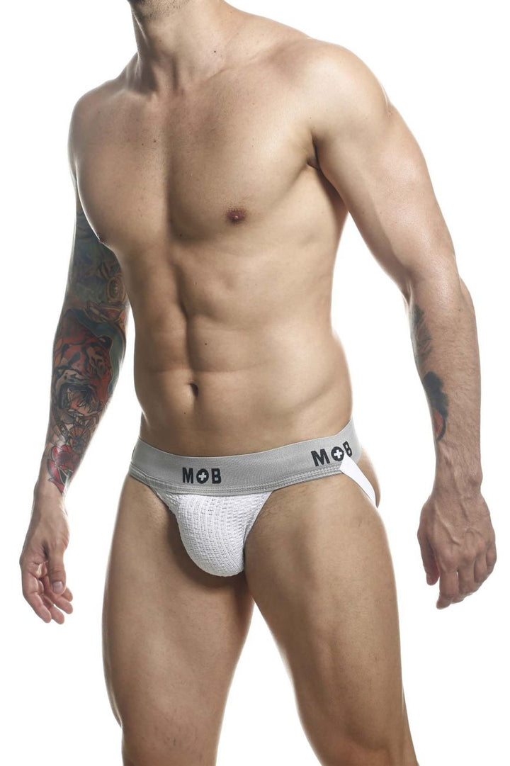 MaleBasics MOB Classic Fetish Jock 3 Inches Jockstrap in White – men's jockstraps