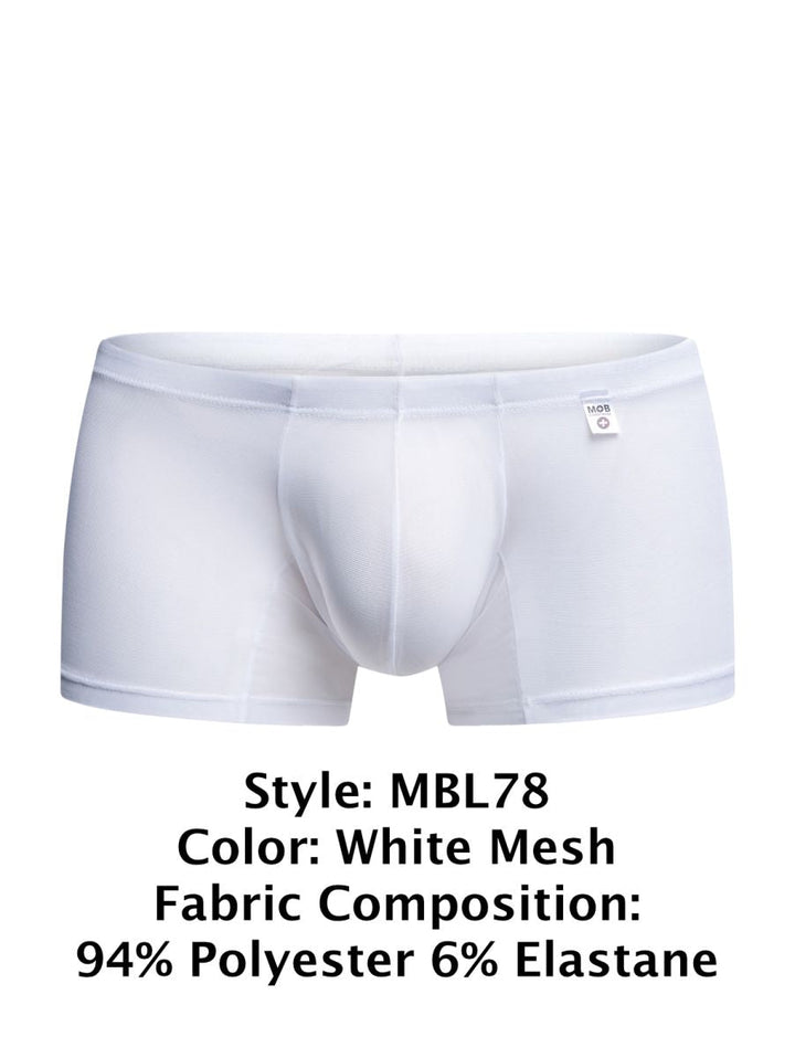MaleBasics MBL78 Lace Men's Trunk Underwear in White Mesh – men's trunks