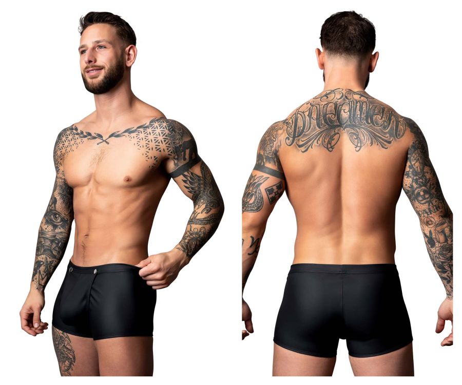 Male Power Oh Snap Snap Off Short in Black – men's trunks
