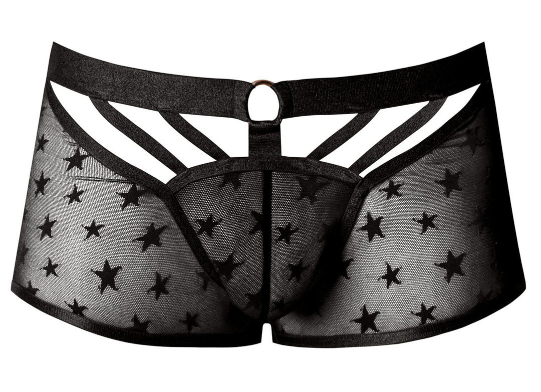 Male Power Love Star Short with Ring in Black – men's trunks